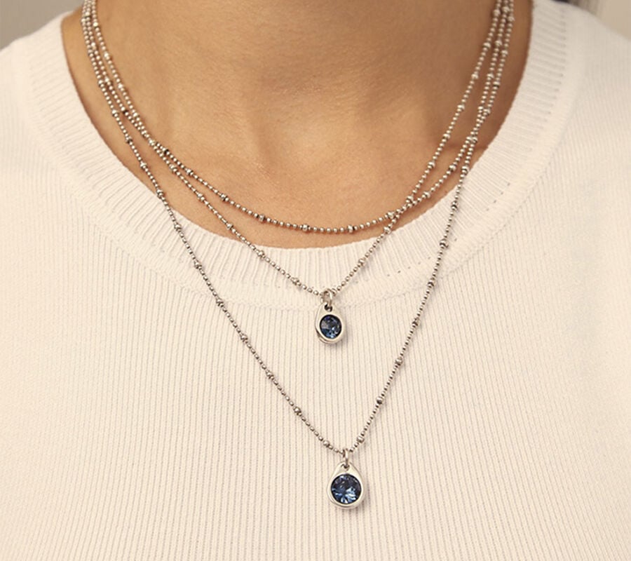 Multi strand chain pendant necklace with crystal